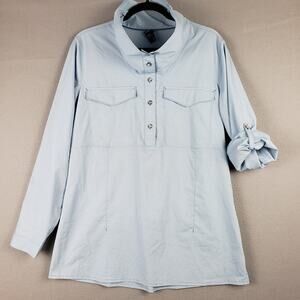 Mountain Hardwear Size L City Pass Top Light Blue Pinstripe Coastal Gorpcore PNW